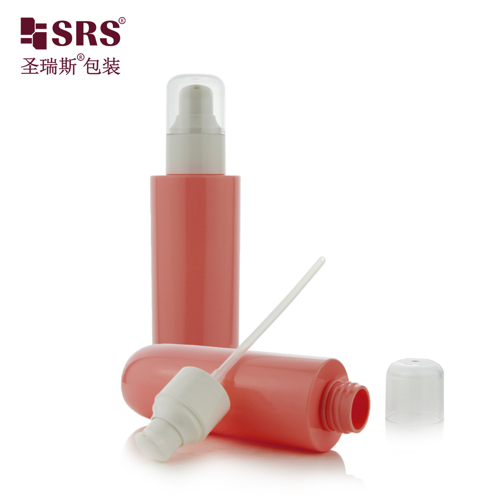 100ml Red Special Shape Lotion Bottle PET Plastic Bottle Toner Cosmetic Bottles