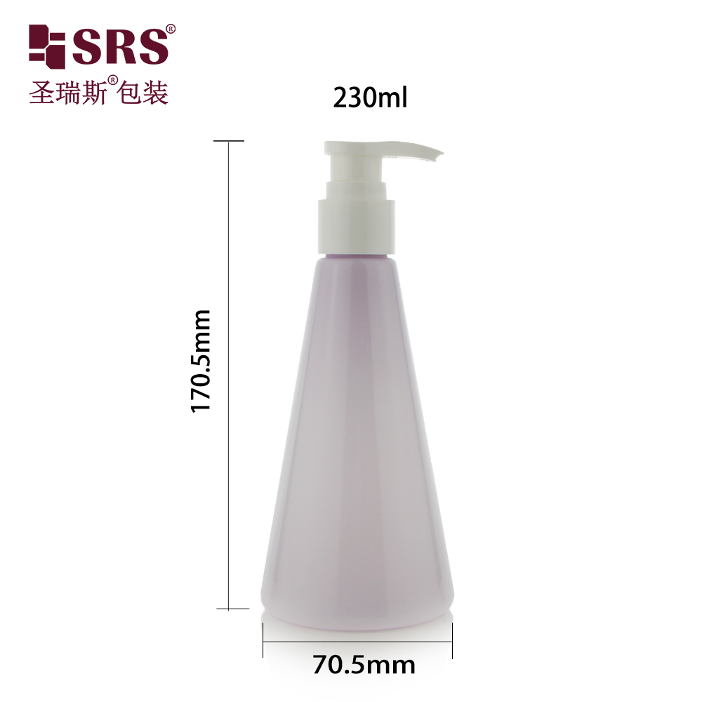 Triangle Shape Luxury Injection Violet Plastic Pump Custom Color Lotion PET Bottle