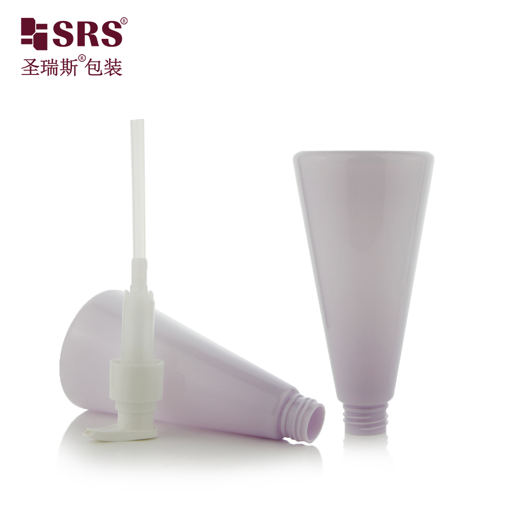 Triangle Shape Luxury Injection Violet Plastic Pump Custom Color Lotion PET Bottle