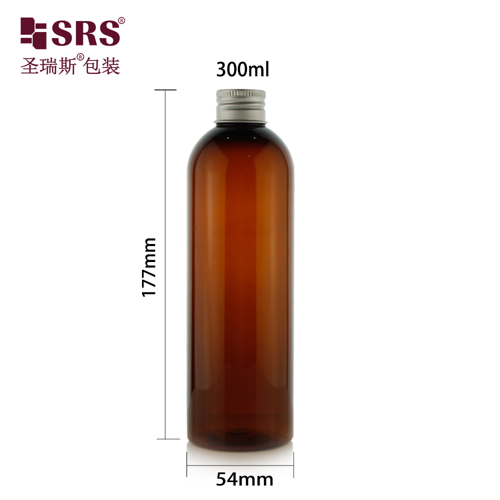 PET Amber Cylinder Shampoo Plastic Bottle 50ml 70ml 100ml 150ml 200ml 300ml 400ml 500ml Boston Bottle