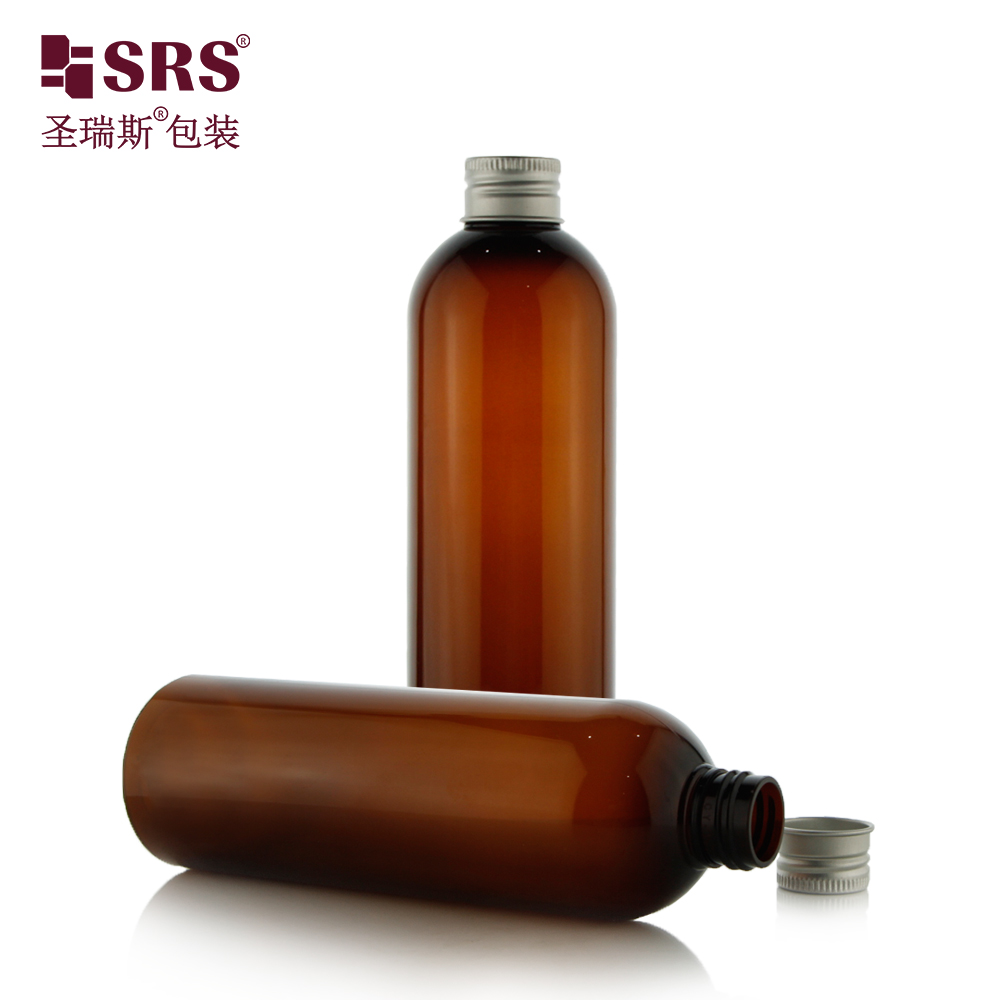 PET Amber Cylinder Shampoo Plastic Bottle 50ml 70ml 100ml 150ml 200ml 300ml 400ml 500ml Boston Bottle