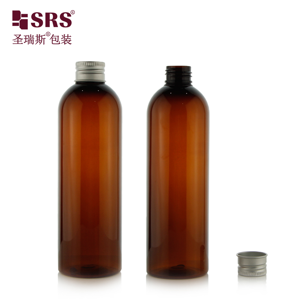 PET Amber Cylinder Shampoo Plastic Bottle 50ml 70ml 100ml 150ml 200ml 300ml 400ml 500ml Boston Bottle