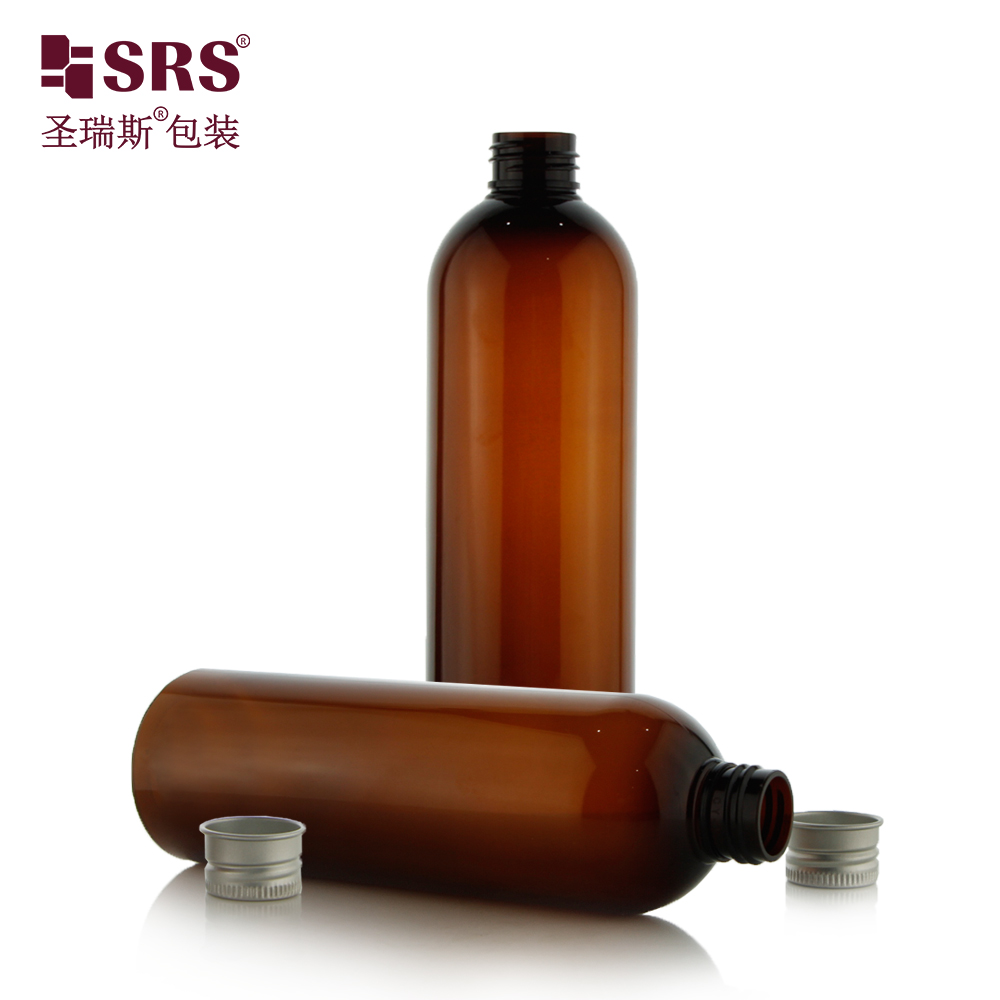 PET Amber Cylinder Shampoo Plastic Bottle 50ml 70ml 100ml 150ml 200ml 300ml 400ml 500ml Boston Bottle