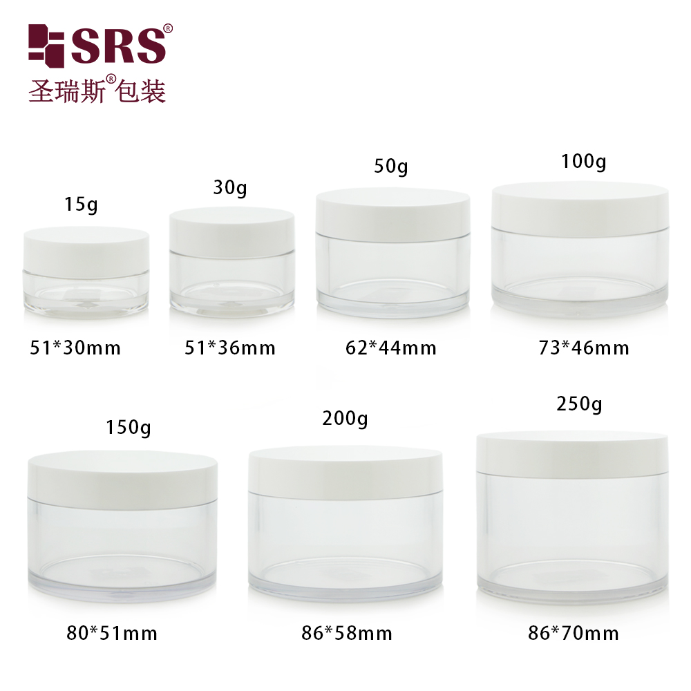 Empty Container PET Plastic Jar 15g 30g 50g 100g 150g 200g 250g Cosmetic Cream Jars