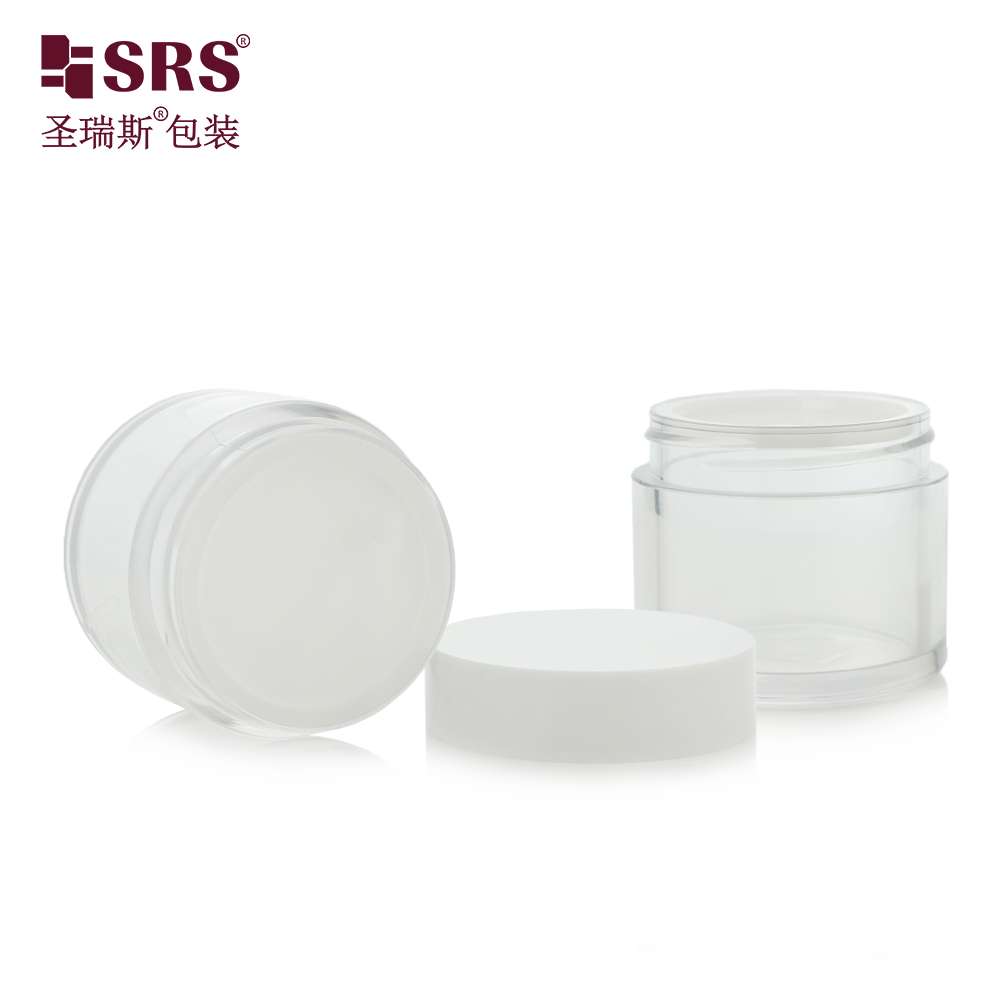 SRS Factory Eco-friendly Empty Plastic Cosmetic Skincare Packaging 15g~ 300g Mask Cream PET Jar With Disc