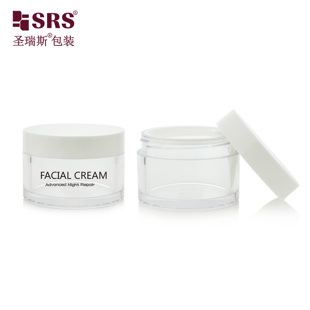SRS Factory Eco-friendly Empty Plastic Cosmetic Skincare Packaging 15g~ 300g Mask Cream PET Jar With Disc