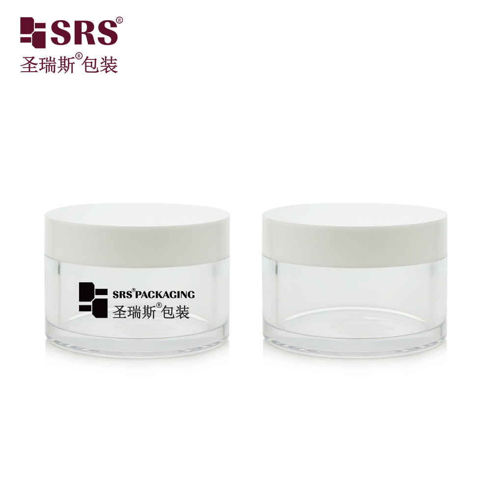 SRS Factory Eco-friendly Empty Plastic Cosmetic Skincare Packaging 15g~ 300g Mask Cream PET Jar With Disc