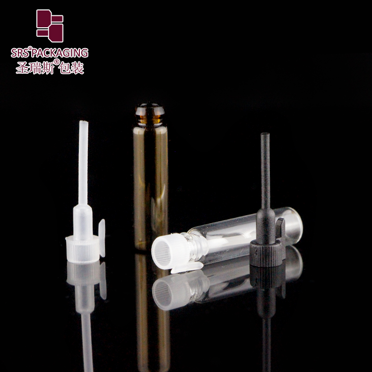 Wholesale 1ml 2ml Mini Test Sample Glass Bottle With Tall Black Cap Sticks Options