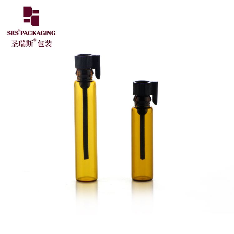 Wholesale 1ml 2ml Mini Test Sample Glass Bottle With Tall Black Cap Sticks Options