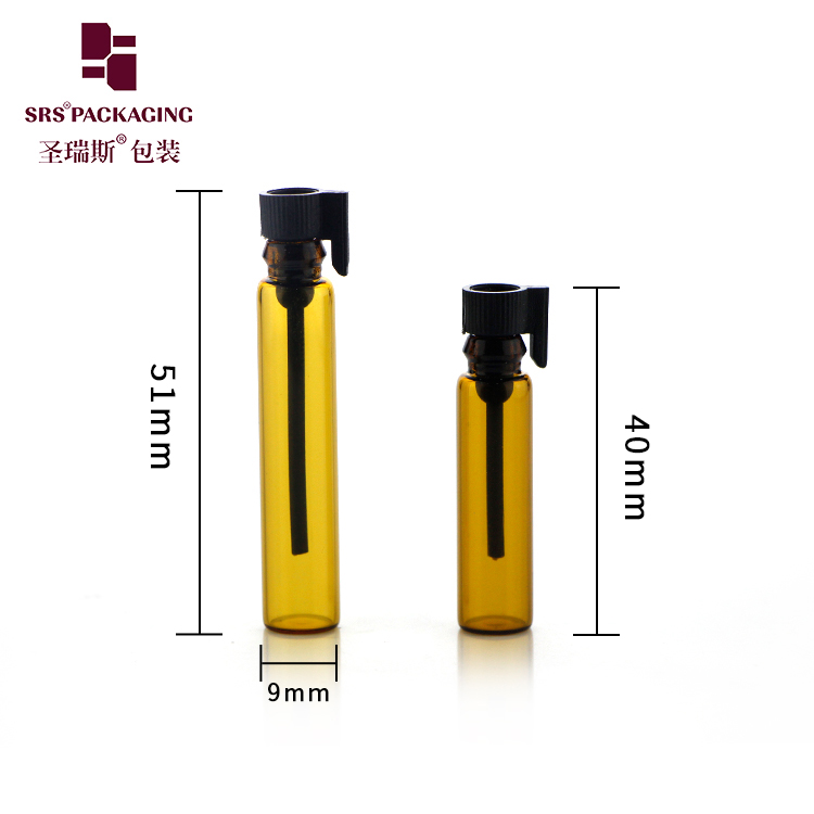 Wholesale 1ml 2ml Mini Test Sample Glass Bottle With Tall Black Cap Sticks Options