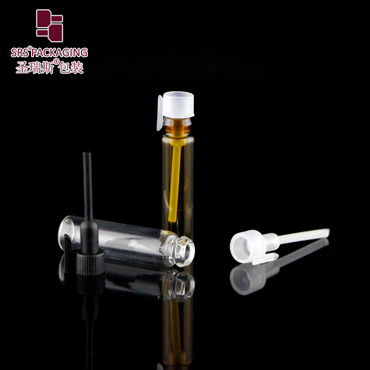 Wholesale 1ml 2ml Mini Test Sample Glass Bottle With Tall Black Cap Sticks Options