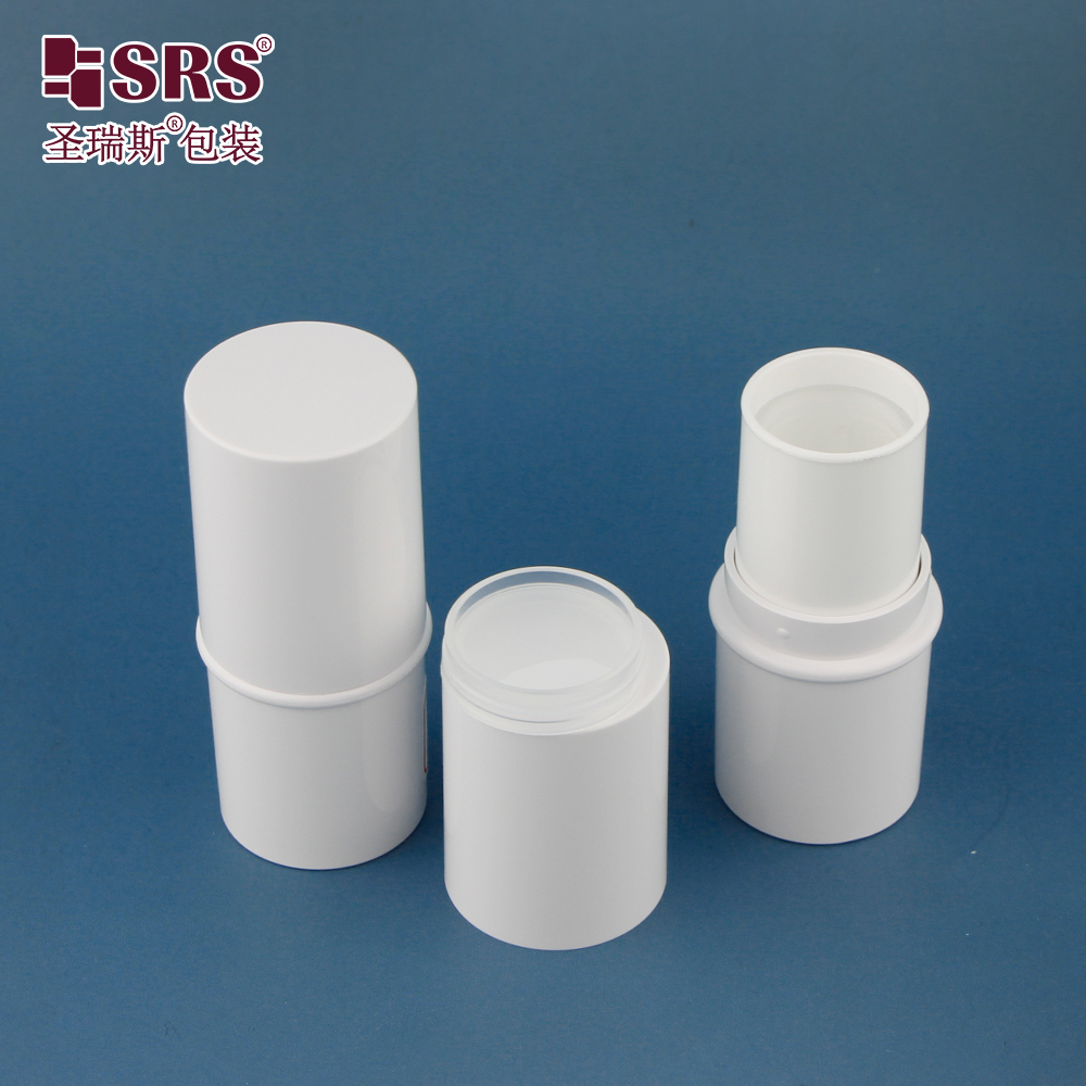 Empty ABS Plastic 6ml Stick Deodorant Container Round Shape Glossy White Twist Up Deodorant Tubes