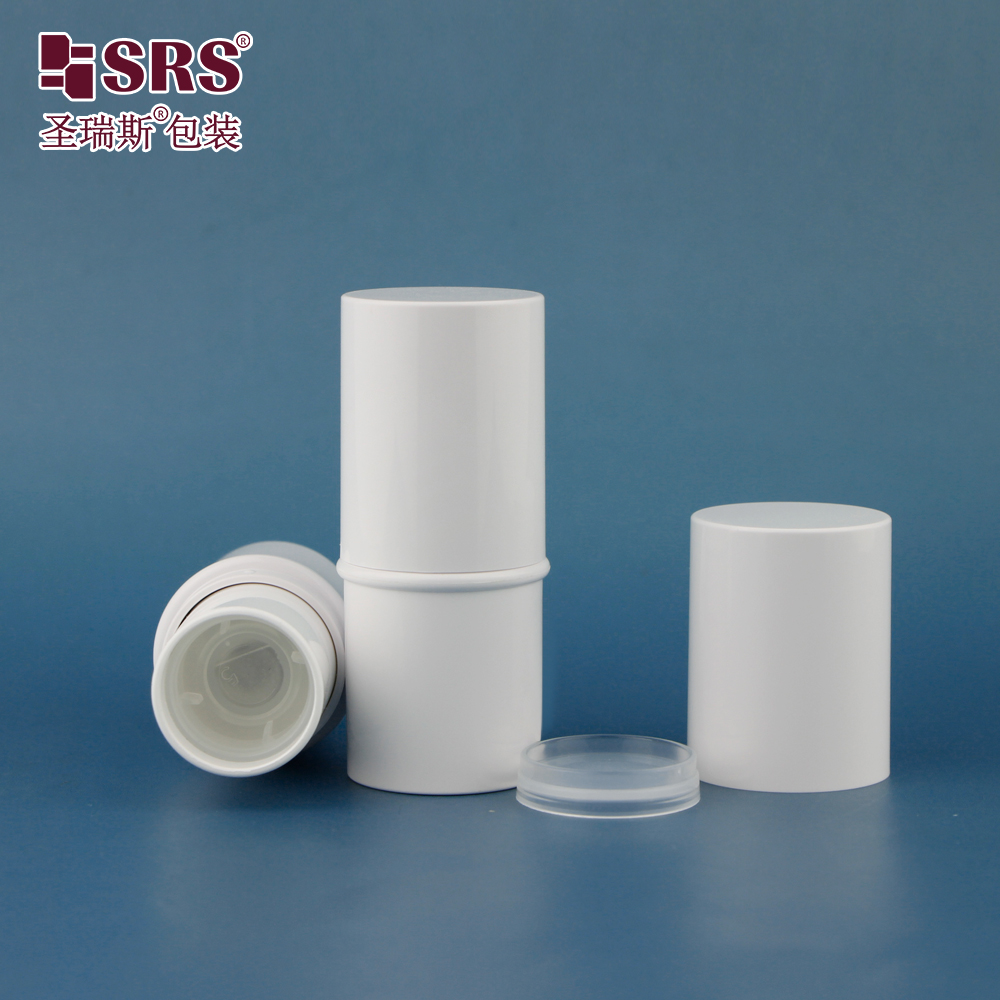 Empty ABS Plastic 6ml Stick Deodorant Container Round Shape Glossy White Twist Up Deodorant Tubes