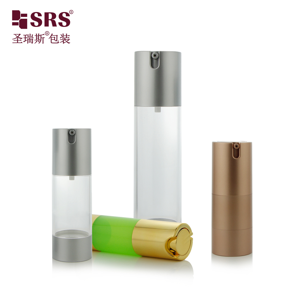 15ml 30ml 40ml 50 ml 80ml 100ml AS Silver Airless Lotion Pump Bottle For Luxury Packaging Cosmetic Packaging