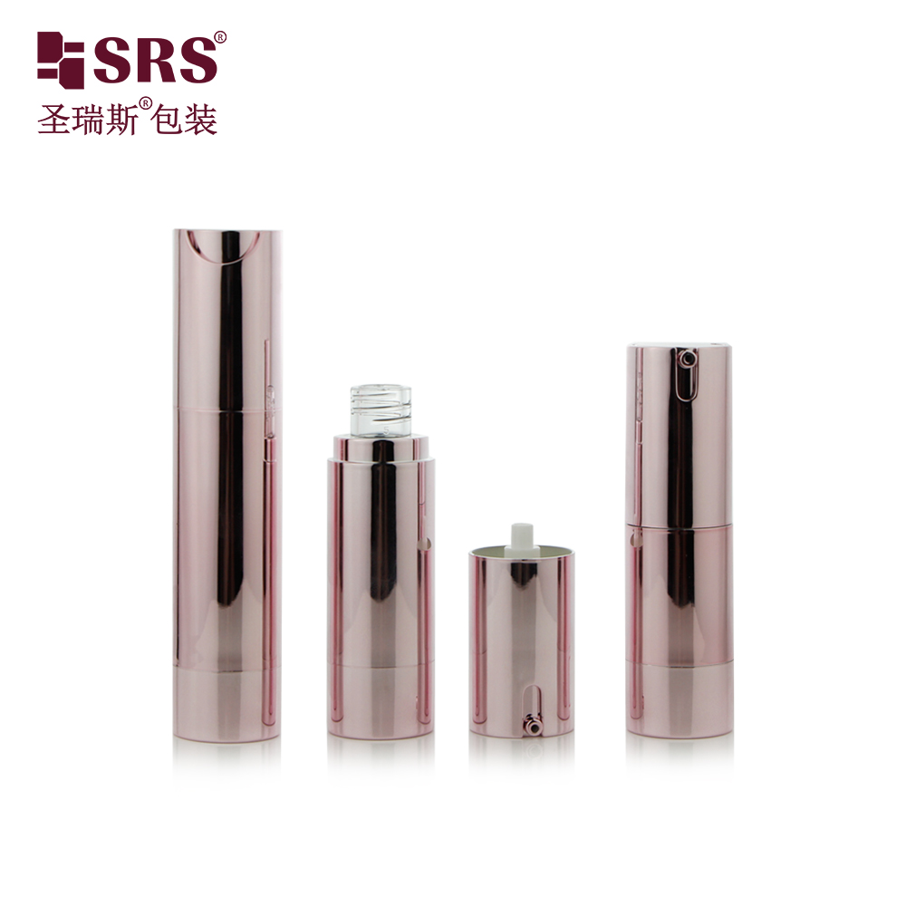 Wholesale 10ml 15ml 20ml 30ml Rose Gold AS Airless Bottle Round Lotion Pump Bottle Skin Care Packaging