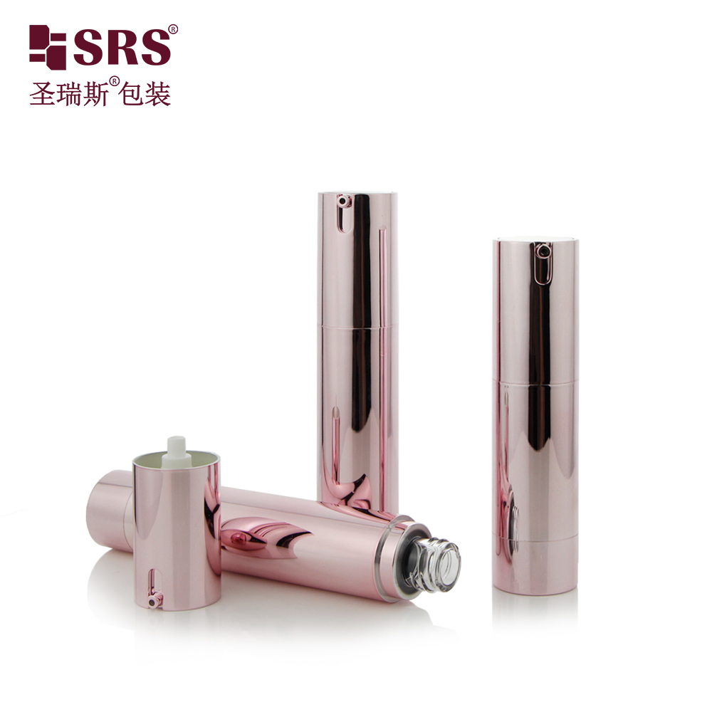 Wholesale 10ml 15ml 20ml 30ml Rose Gold AS Airless Bottle Round Lotion Pump Bottle Skin Care Packaging