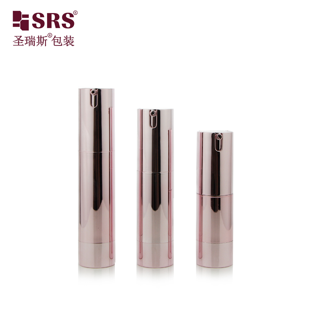 Wholesale 10ml 15ml 20ml 30ml Rose Gold AS Airless Bottle Round Lotion Pump Bottle Skin Care Packaging