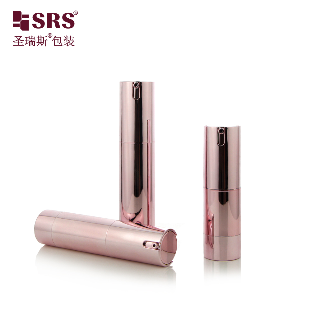 Wholesale 10ml 15ml 20ml 30ml Rose Gold AS Airless Bottle Round Lotion Pump Bottle Skin Care Packaging