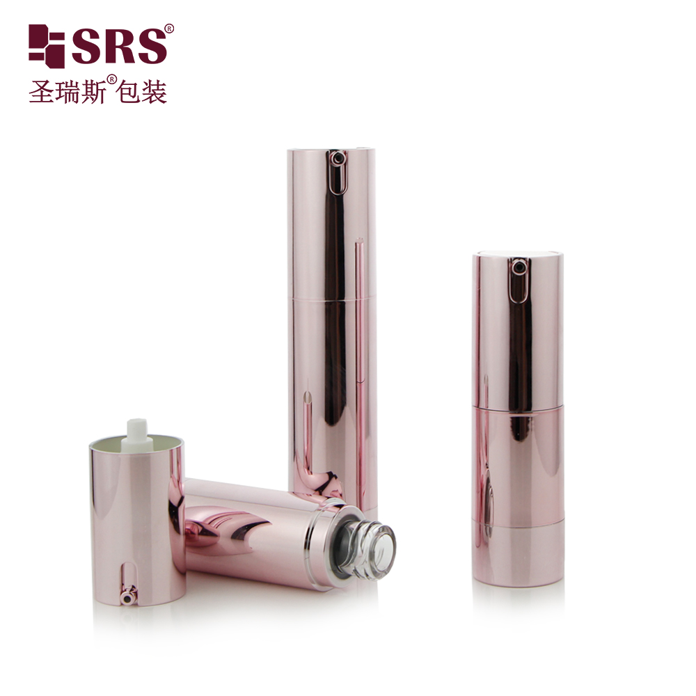 Wholesale 10ml 15ml 20ml 30ml Rose Gold AS Airless Bottle Round Lotion Pump Bottle Skin Care Packaging