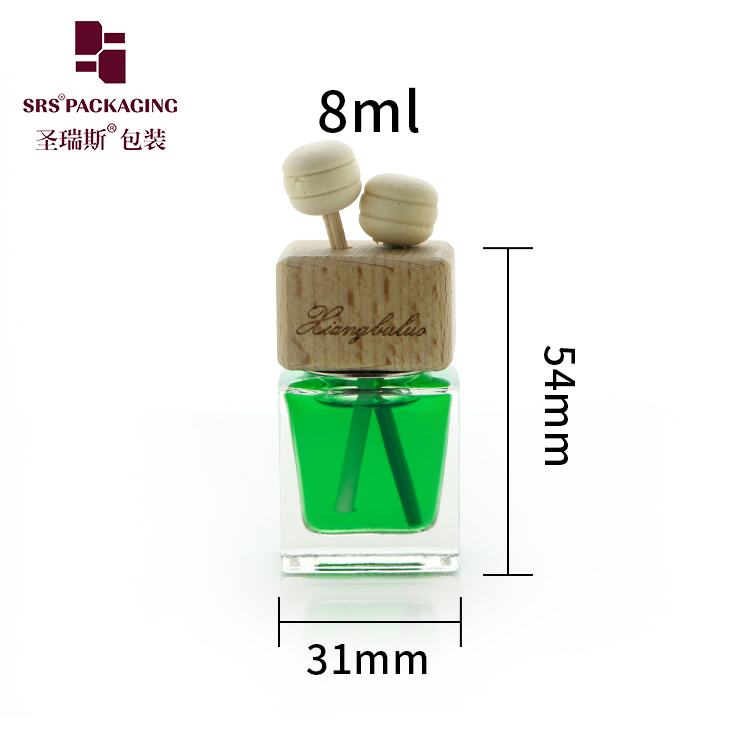 8ml Cute Perfume For Car Cosmetic Packaging Glass Container With Wooden Cap