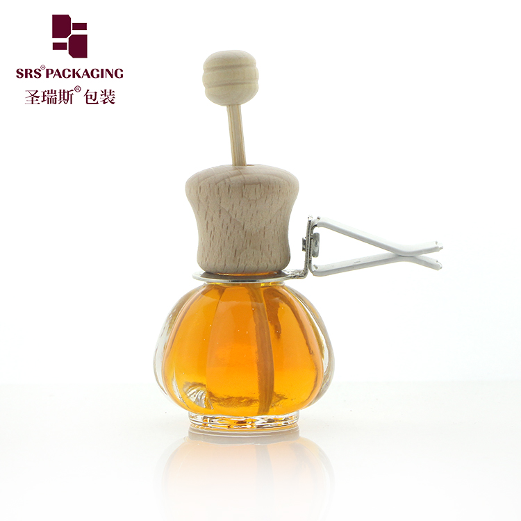 Custom 13 ML Transparent Pumpkin Shaped Glass Diffuser Bottle with Wooden Screw Lid