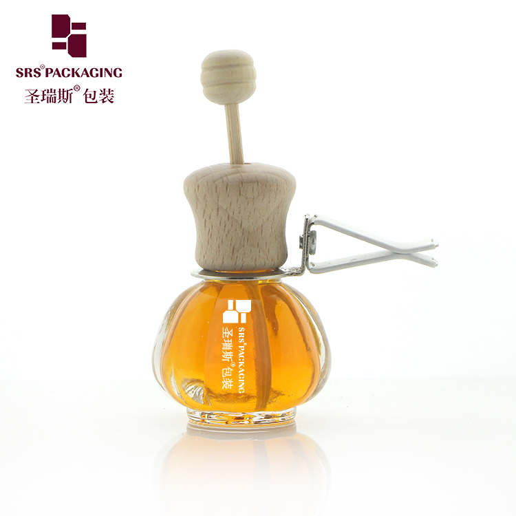 Custom 13 ML Transparent Pumpkin Shaped Glass Diffuser Bottle with Wooden Screw Lid