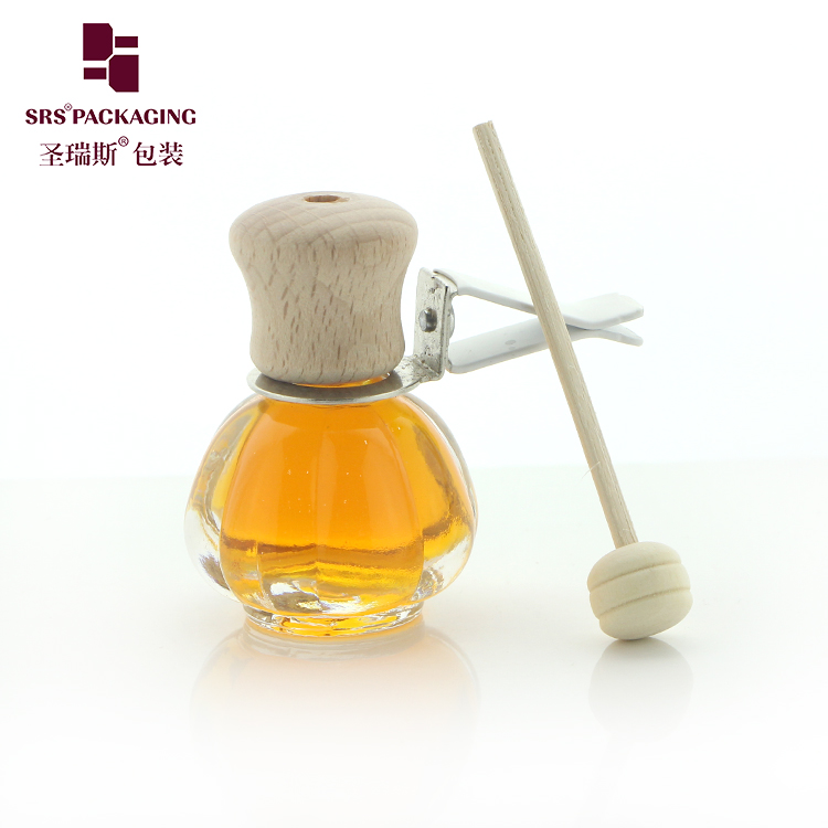 Custom 13 ML Transparent Pumpkin Shaped Glass Diffuser Bottle with Wooden Screw Lid