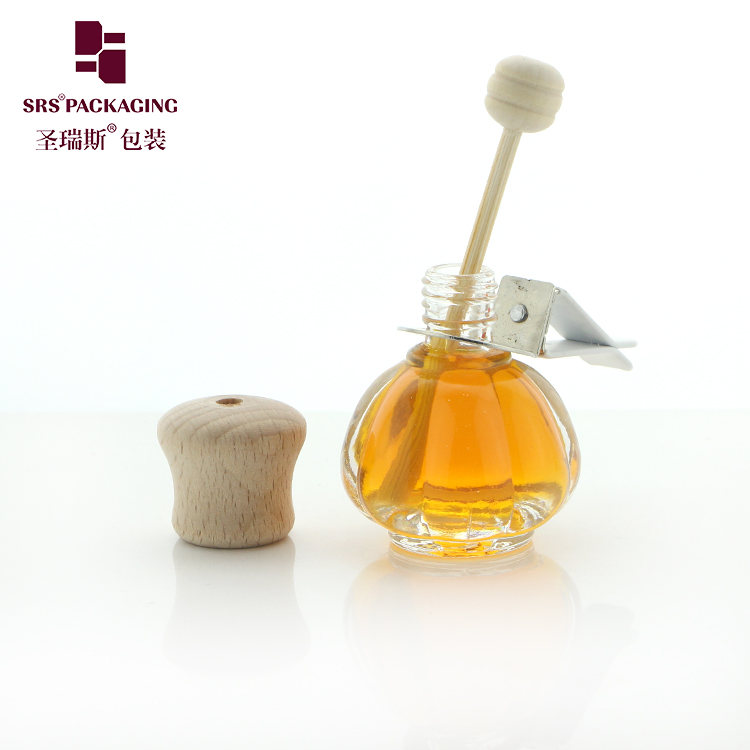 Custom 13 ML Transparent Pumpkin Shaped Glass Diffuser Bottle with Wooden Screw Lid