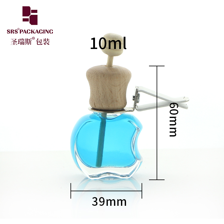 10ml 1/3oz clear glass wooden cap fragrance container hanging car diffuser perfume bottle