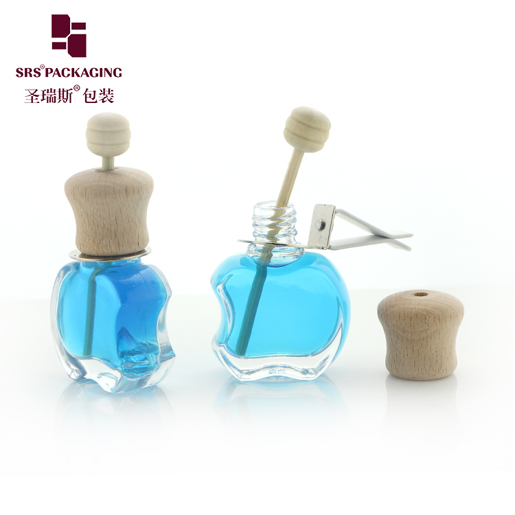 10ml 1/3oz clear glass wooden cap fragrance container hanging car diffuser perfume bottle