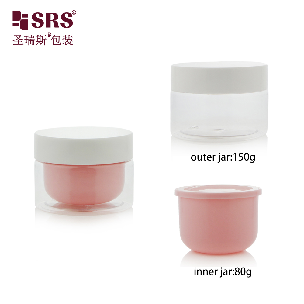 50g 80g 100g 150g 300g Plastic Empty Double Wall Customization Color PET Cosmetic Jars