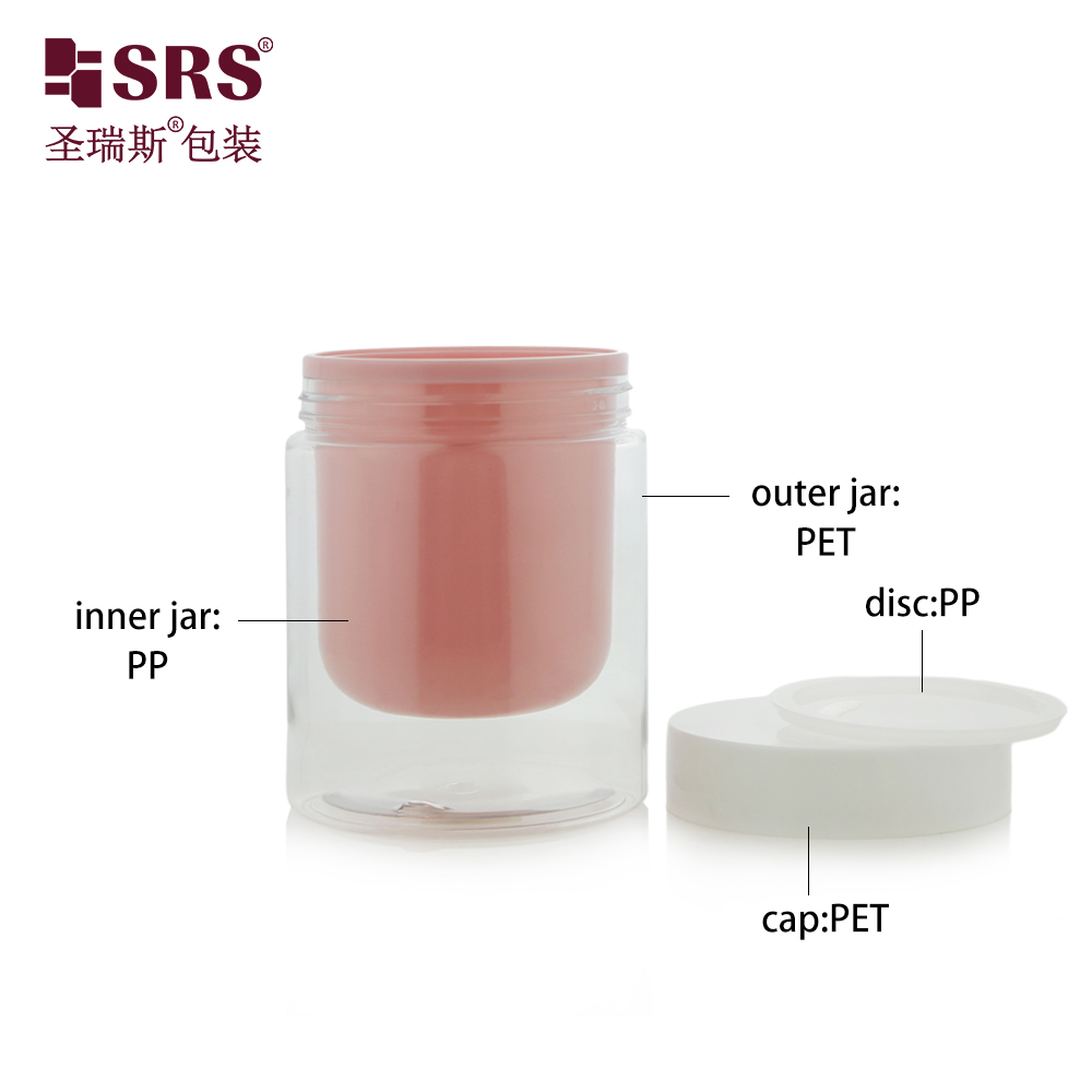 50g 80g 100g 150g 300g Plastic Empty Double Wall Customization Color PET Cosmetic Jars