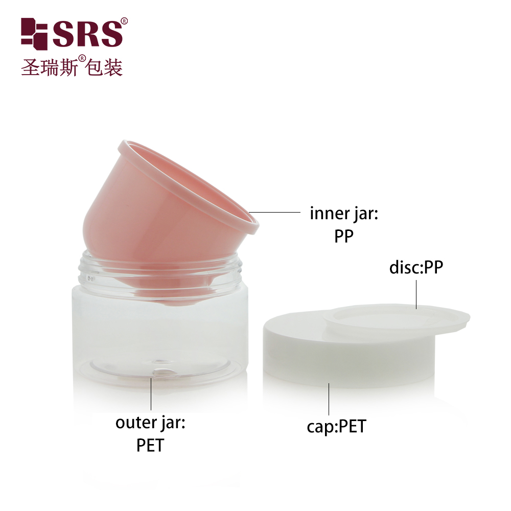 50g 80g 100g 150g 300g Plastic Empty Double Wall Customization Color PET Cosmetic Jars