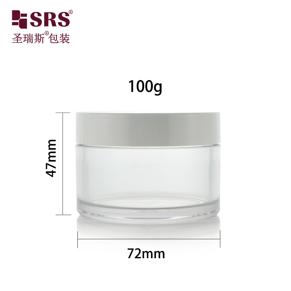 Druable High-capacity  Empty Plastic Cosmetic Skincare Packaging 100g Mask Cream PET Jar With Cap