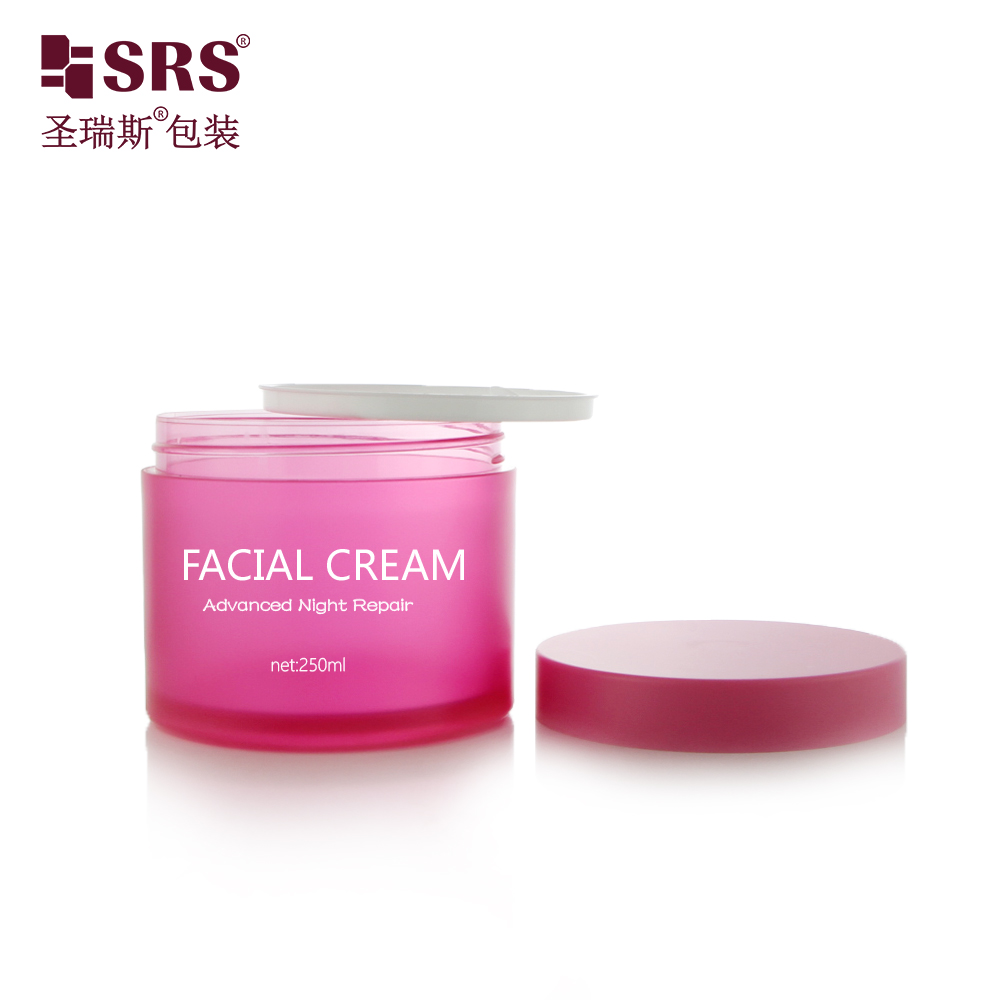 SRS High-end 250g Big Capacity Single Wall Custom Color Glossy PET PCR Cosmetic Jar For Cream