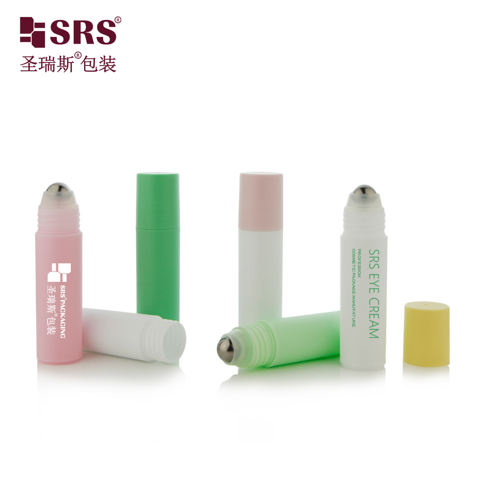 Empty New Design Cosmetic 20 ml PP Roll On Bottle Steel Roller Ball Custom Color Eye Cream Container