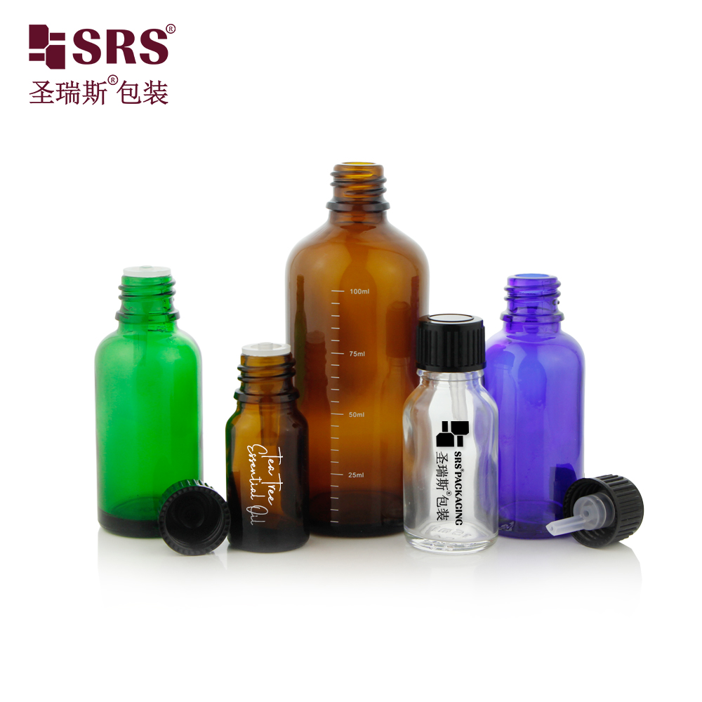 SRS Hot Selling Various Capacities Essential Oil Glass Bottle With General Cap