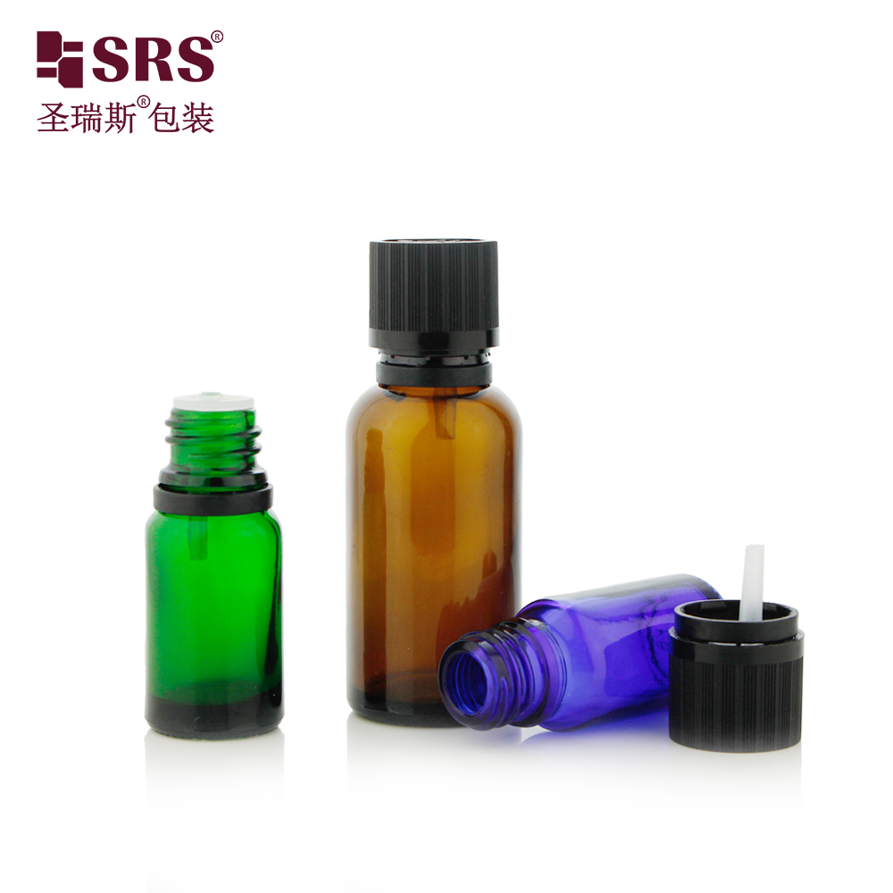 15ml 30ml 50ml perfume essential oil glass bottle with child proof lock cap
