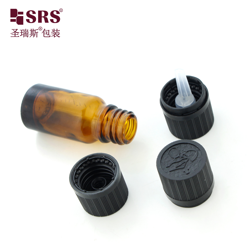 15ml 30ml 50ml perfume essential oil glass bottle with child proof lock cap
