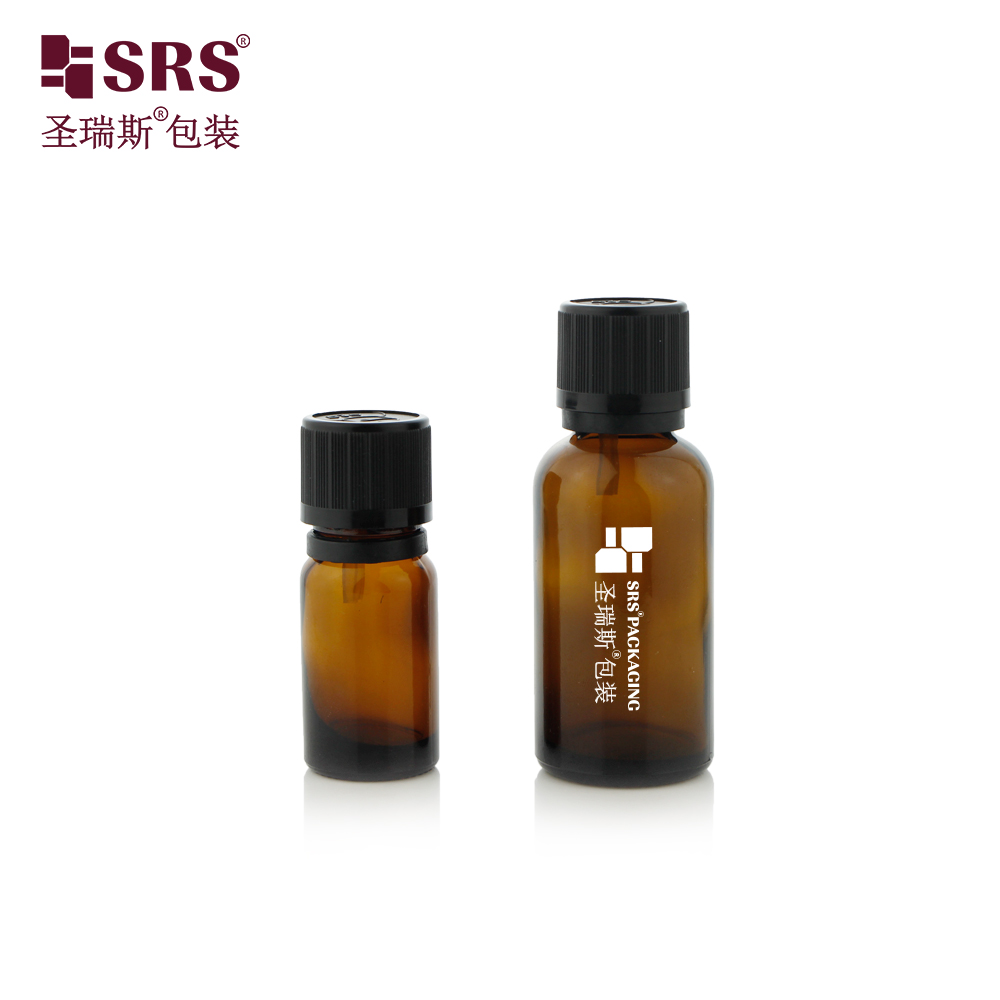 Aromatherapy Glass Bottle 5ml 10ml 15ml 20ml 30ml 50ml 100ml Empty Essential Oil Bottle with Tamper Evident Child Proof Cap
