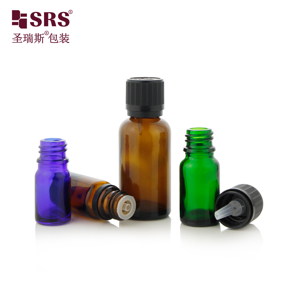 Aromatherapy Glass Bottle 5ml 10ml 15ml 20ml 30ml 50ml 100ml Empty Essential Oil Bottle with Tamper Evident Child Proof Cap
