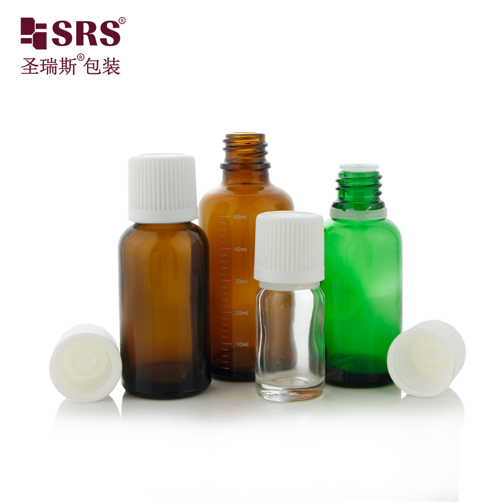 Plastic Tamper Evident Resistant Glass Essential Oil Bottle Screw Cap 5ml 10ml 15ml 20ml 30ml 50ml 100ml Container