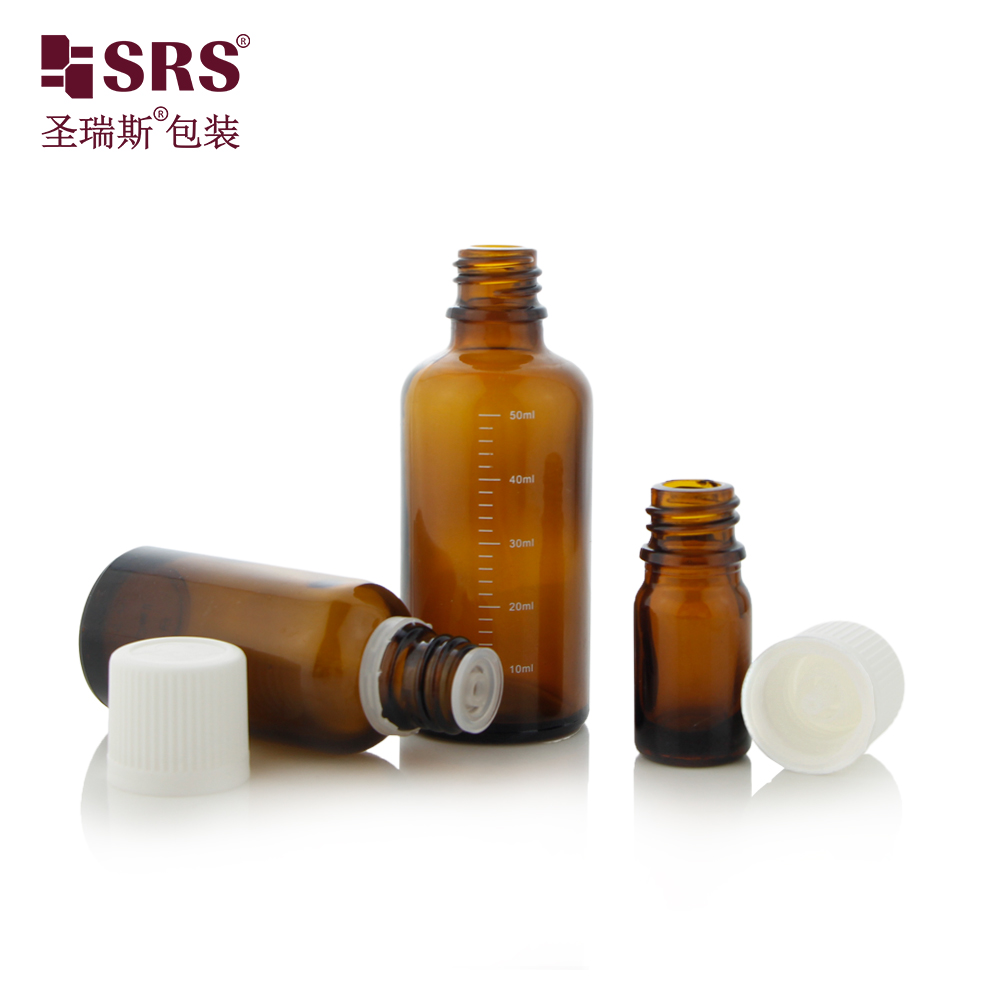 Plastic Tamper Evident Resistant Glass Essential Oil Bottle Screw Cap 5ml 10ml 15ml 20ml 30ml 50ml 100ml Container