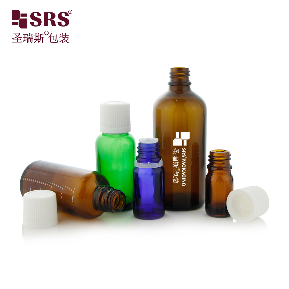 Plastic Tamper Evident Resistant Glass Essential Oil Bottle Screw Cap 5ml 10ml 15ml 20ml 30ml 50ml 100ml Container