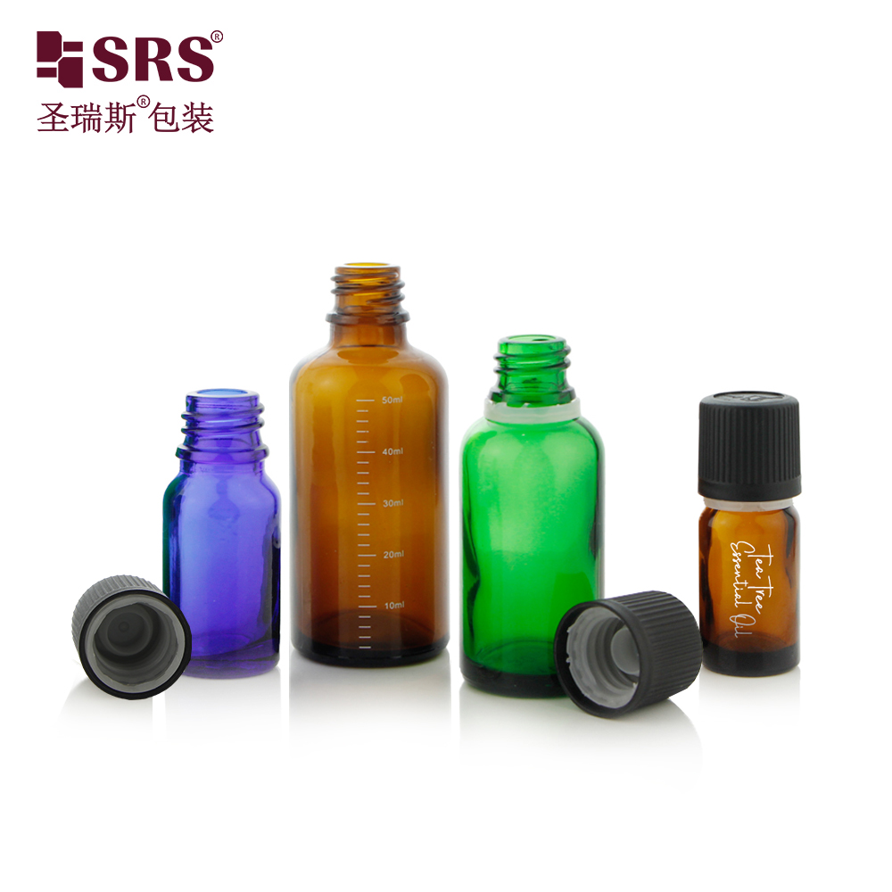 Screw Type Injection Black Color Child Proof Cap Glass Bottles Essential Oil Bottle 50ml