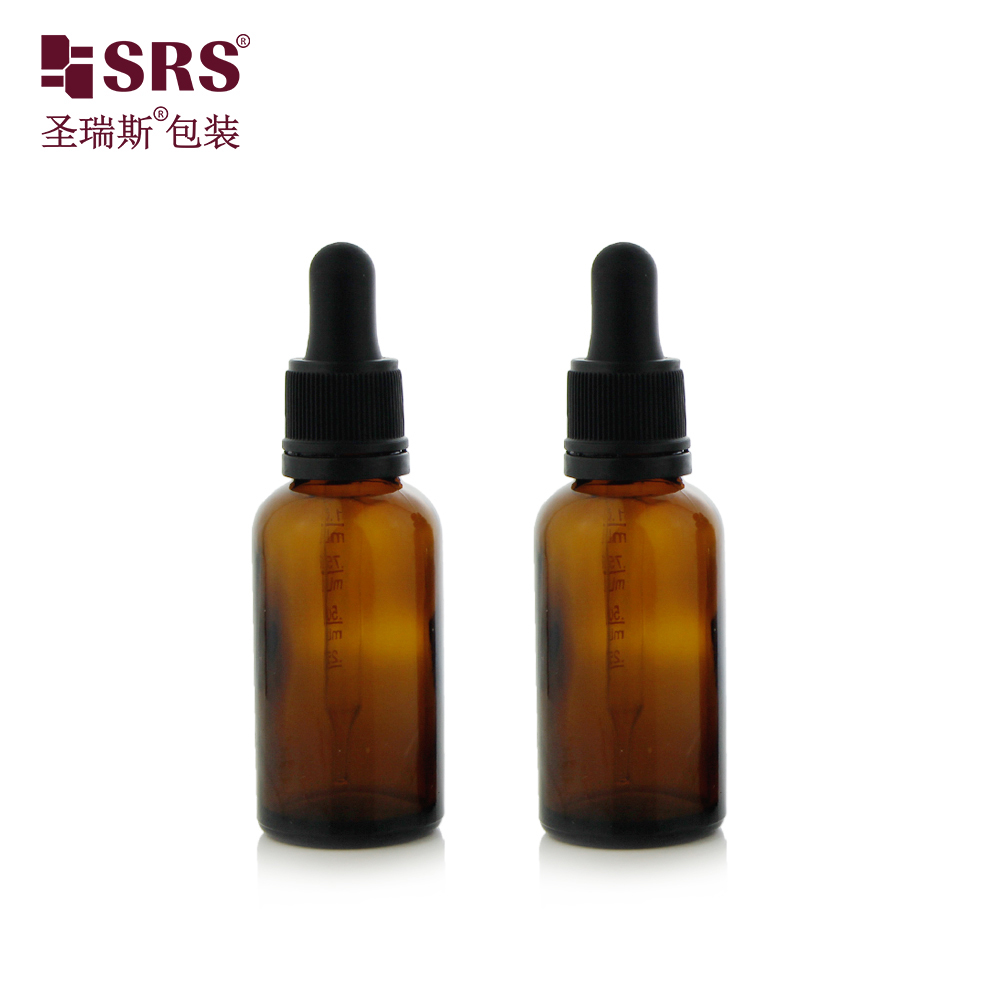 SRS Essential Oil Glass Dropper Bottle With Slender Ribbed With Tamper Evident Cap