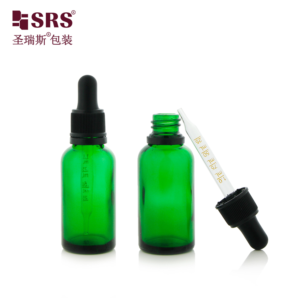 SRS Essential Oil Glass Dropper Bottle With Slender Ribbed With Tamper Evident Cap