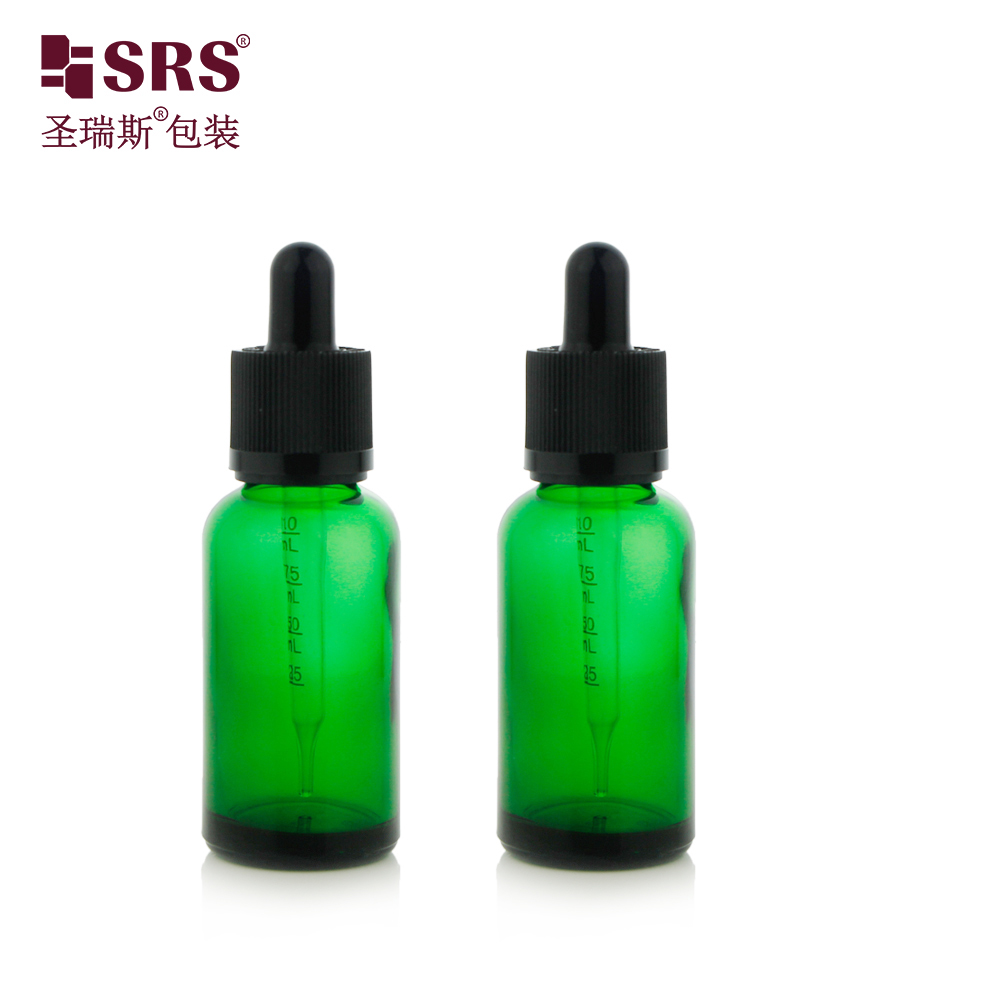 20ml 10ml 30ml 60ml Empty Custom Logo Refillable Face Essential Oil Glass Dropper Bottle tamper evident proof lid cap 