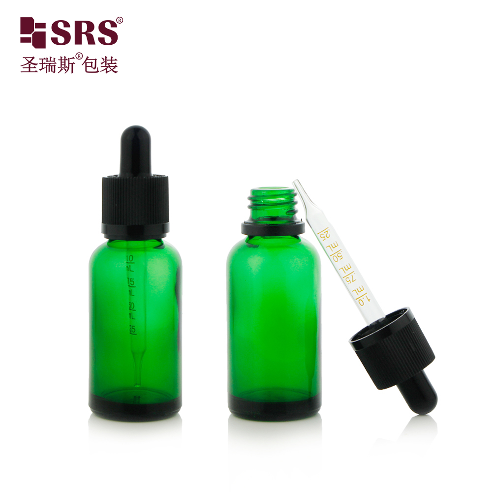 20ml 10ml 30ml 60ml Empty Custom Logo Refillable Face Essential Oil Glass Dropper Bottle tamper evident proof lid cap 