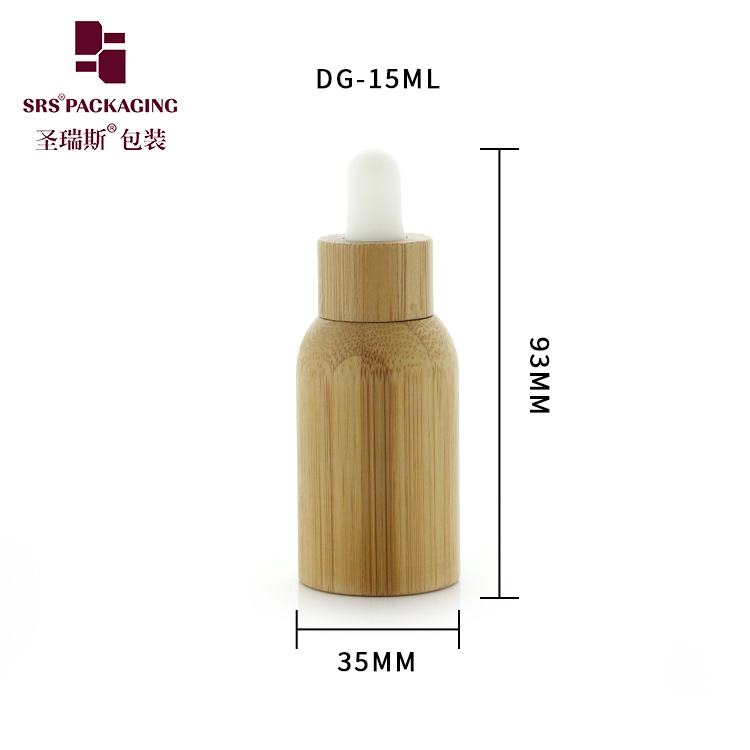 Labels Custom Amber Essential Oil Serum 15ml Glass Bottles With White Rubber Real Bamboo Dropper